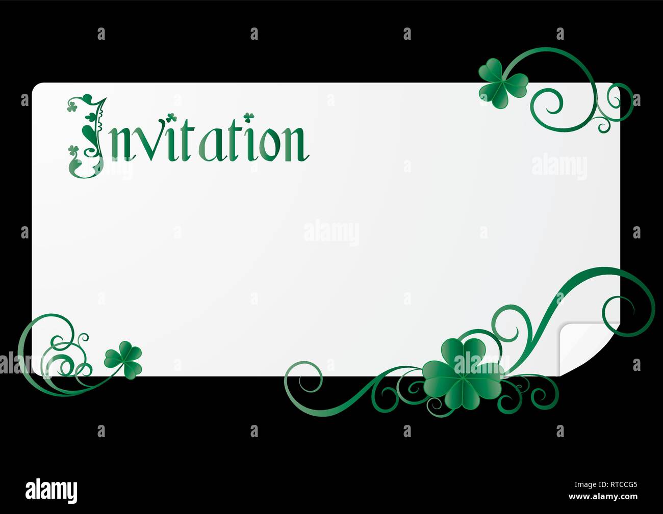 St. Patrick`s day invitation on black background, vector illustration Stock Vector